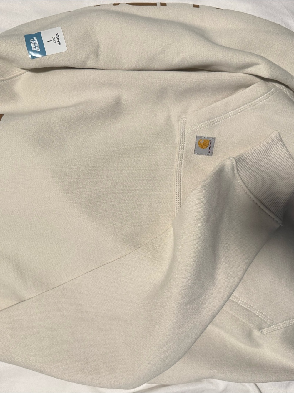 NWT LG Carhartt Cream Logo Pocket Sweatshirt